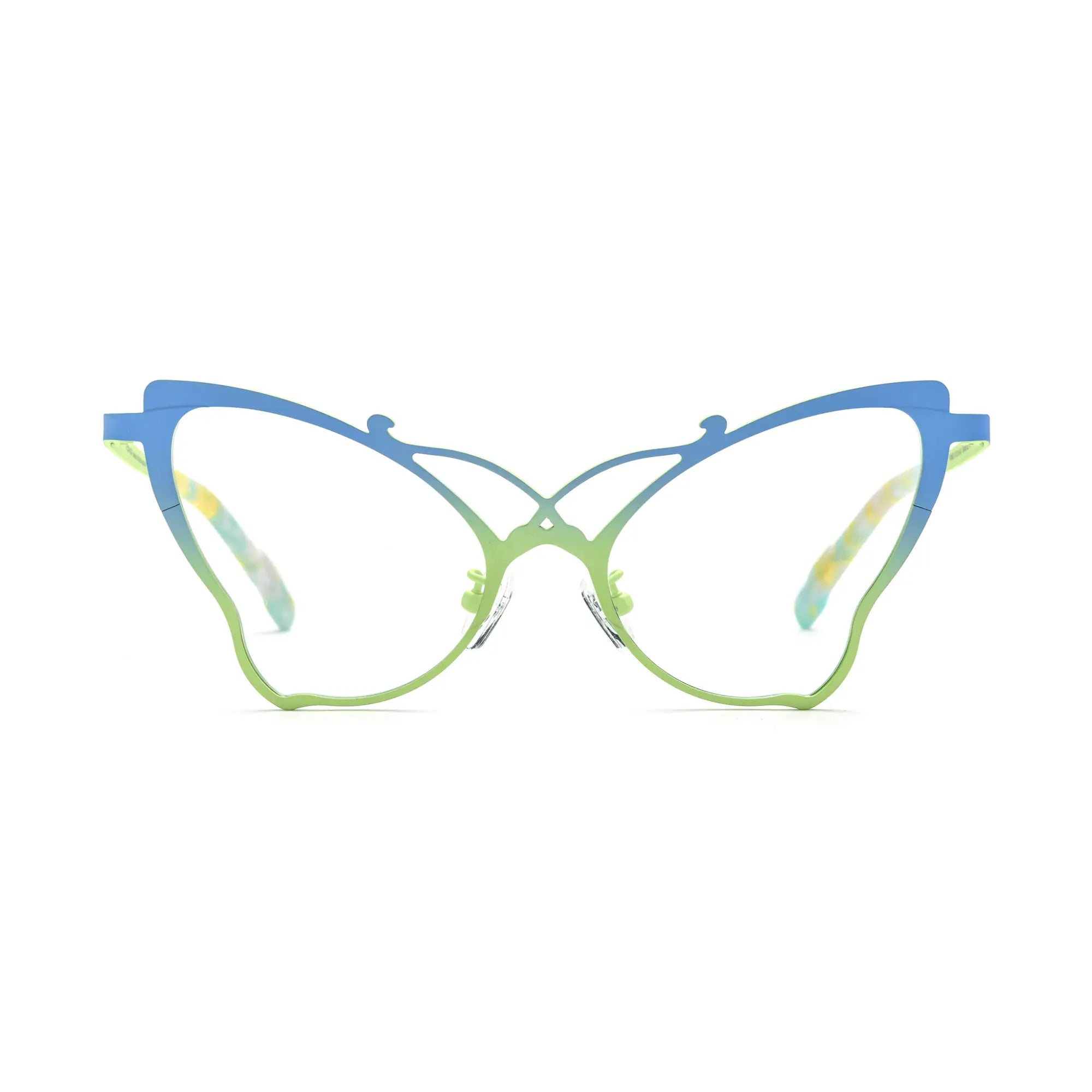 VoyueLens™ Blue Green Artistic Butterfly Titanium Eyeglasses – Front View – SKU VL185862‑C4